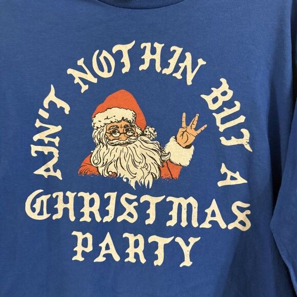 Christmas Party Blue Christmas Sweater Sweatshirt Size Medium - Picture 2 of 3